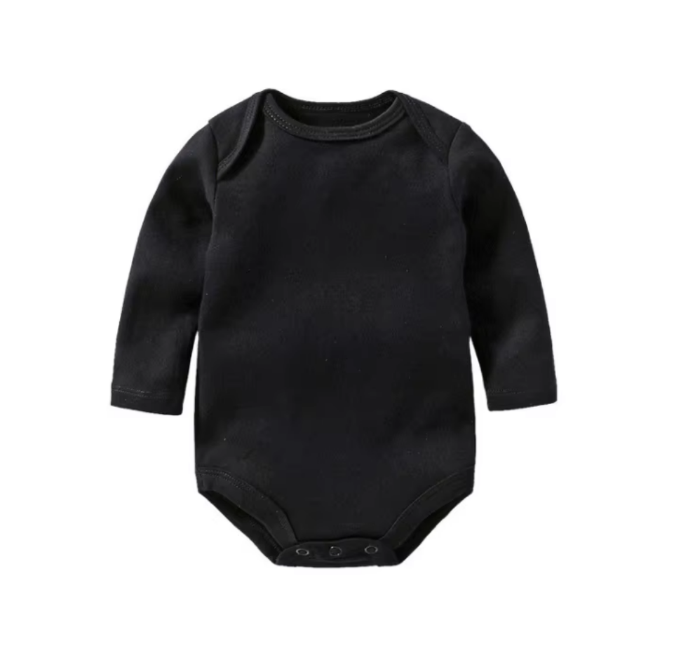 Cotton Baby Bodysuit - Long Sleeve black
