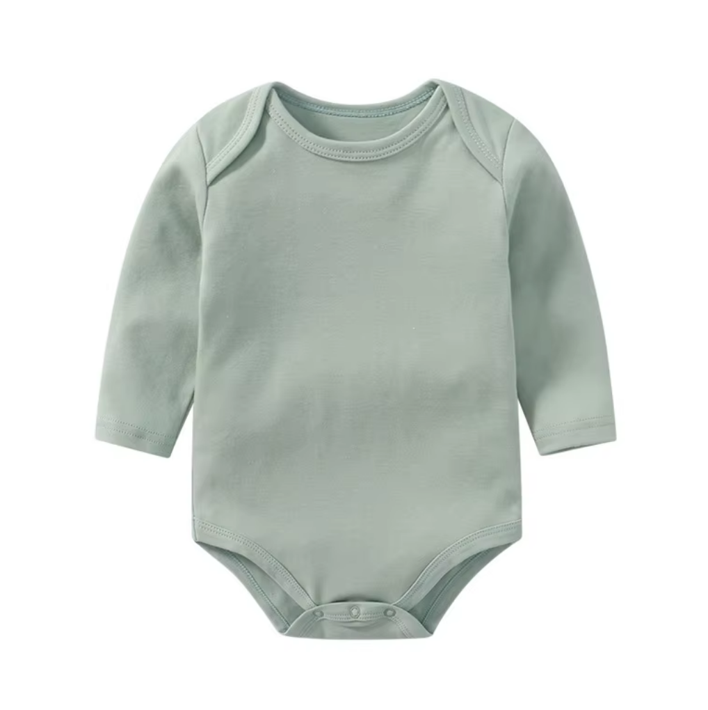 Cotton Baby Bodysuit - Long Sleeve green 