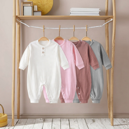 All baby onesie white pink brown grey presentation