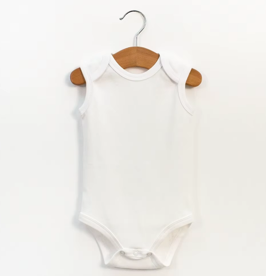 Organic Cotton Baby Bodysuit sleeveless white 