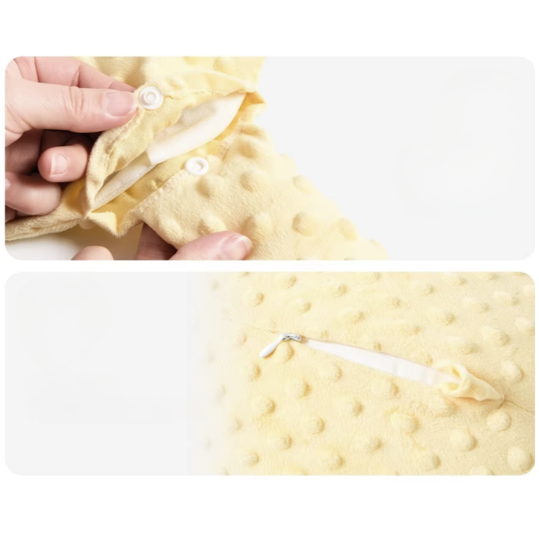 openings and zip of calmcuddle pillow for infant 